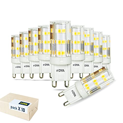 DYA - Set di 10 LAMPADINE LED BISPINA G9-4W -EQUIVALENTI A 35W DELLA LAMPADINA ALOGENA 340 Lumen - 220/240V - misure ø 16x50mm - luce fredda 6000K° raggio di illuminazione 360° - non dimmerabili…