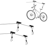 Noliven 2 Pack Bike Hoist Bicycle Lift, Bike Ceiling Mount Hoist Hanger with 3 Pulleys and 49 ft Rope, 110 lb Capacity Heavy Duty Mountain Bicycle Hanging Rack for Mountain/Regular Bicycles