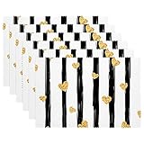 Placemats Set of 4, Dining Table Placemat, Washable Place Mats, Heart Black and White Stripes Modern