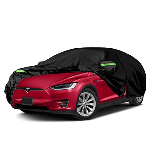 Image of Waterproof Car Cover Replace for 2015-2025 Tesla Model X, 6 Layers All Weather Custom-fit Car Cover with Zipper Door & Windproof Bands for Snow Rain Dust Hail Protection