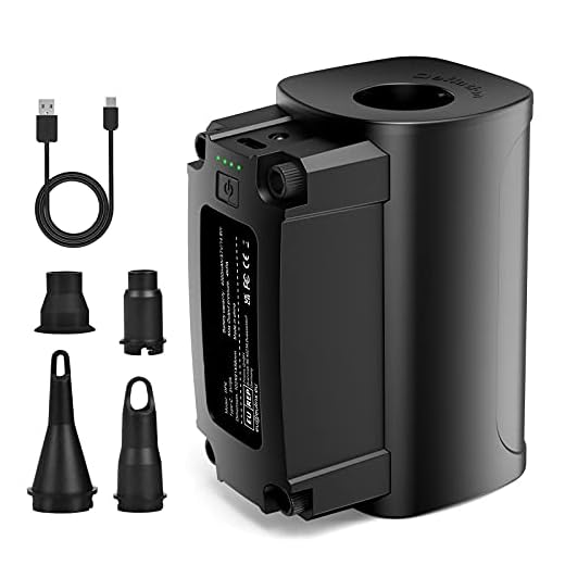Elektrische luftpumpe, wiederaufladbare tragbare drahtlose Luftpumpe mit 4000mAh schnell auffüllbarer aufblasbarer elektrischer Pumpe für Luftmatratze, Schlauchboot, Schwimmring, Yoga Ball