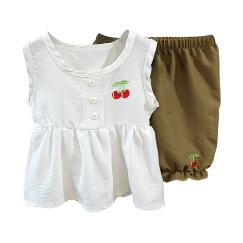 Toddler Girls 2 Piece Set Cherry Graphic Sleeveless Blouse and Loose Pants 𝐋ounge Set Baby Girls Cute Oversized Outfits