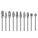 DRILLPRO Double Cut Carbide Rotary Burr Set--10 Pieces 1/8"(3mm) Shank and 1/4"(6 mm ) Head SizeTungsten Steel -- for Grinder Drill , DIY Wood-working Carving, metal polishing ,Engraving,Drilling