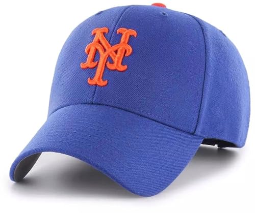 Officially Licensed NY Mets Baseball MVP Blue Hat Adjustable Embroidered Classic Primary Team Logo Structured Sports Cap
