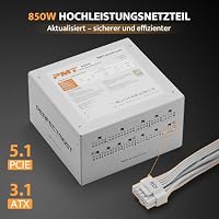 darkFlash PMT850 Vollmodulares ATX 3.1-Netzteil, 80 Plus Gold Effizienz, PCIe 5.1 & 12VHPWR-Unterstützung, 100% Japanische 105°C-Kondensatoren, Kompakte 150-mm-Bauweise (Weiß) – Ansicht 2