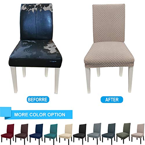 Northern Brothers Chair Covers For Dining Room Set Of 4, Stretch Fit Washable Removable Spandex Kitchen Table Parsons Chair Protectors Slip Covers, Khaki #TOP5