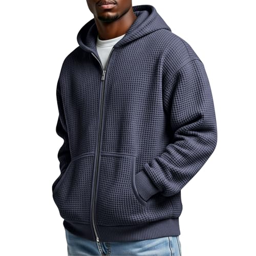 Olivcker Zip Up Hoodies for Men,Mens Waffle Knit...
