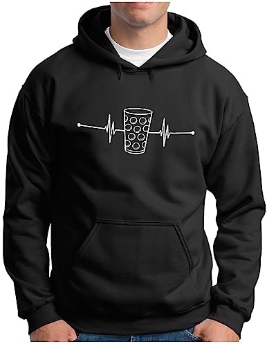 OM3 Pfälzer Herzschlag Dubbeglas Hoodie - Herren - Rheinland Pfalz Schorle Rieslingschorle - Kapuzen-Pullover Schwarz L