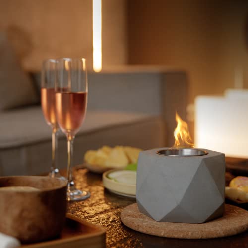 Portable Tabletop Fire Pit Set With 4 Smores Sticks - Gift Idea - Mini Smokeless Table Top Firepit Concrete Bowl For Indoor & Outdoor Use On Patio, In Room Or Kitchen - Cozy Personal Fireplace #TOP7