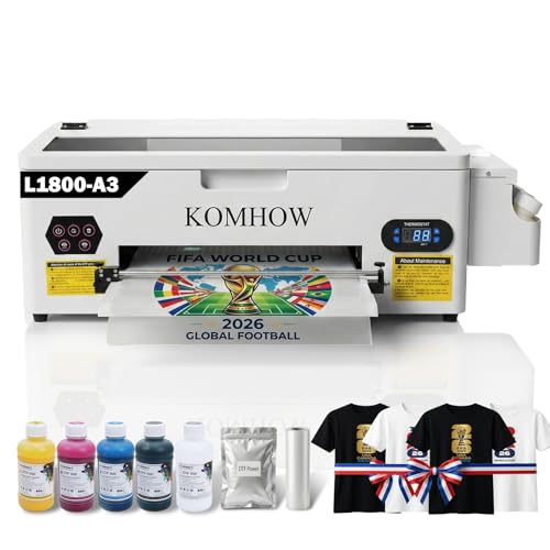 DTF Printer - L1800 A3 DTF Transfer Printing Machine Direct to Film Printer with Security Software DIY Print for Clothing and Multiple Fabrics