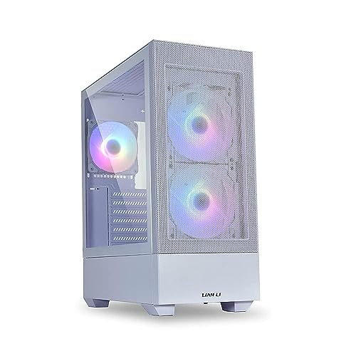 Image of Lian Li LANCOOL 205 MESH - White Tower Chassis Computer Case I Gaming Cabinet - Support ATX /M-ATX /Mini-ITX MBI Tempered Glass Steel Side Panel I 2 X 140mm ARGB Fan Front and 120mm ARGB Fan Rear