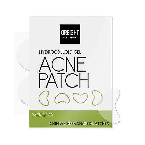 GREIGHT BRAND PRODUCTS Adesivos hidrocolóides grandes para acne para bochecha e queixo - 80 peças -