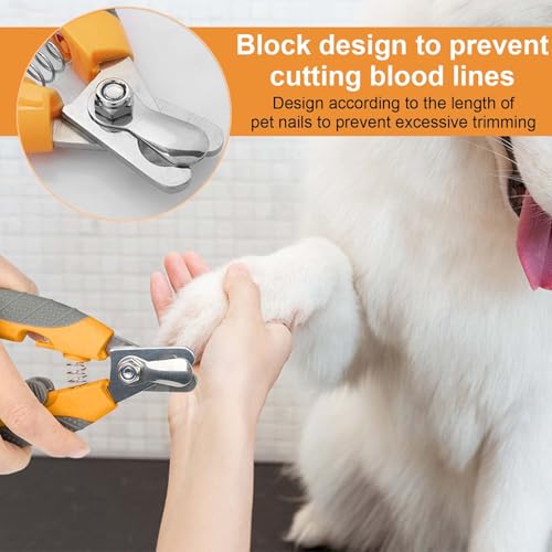 Cortauñas Gato Profesional Fabricado en Acero Inoxidable, Cortauñas Perro con Bloqueo de Seguridad, Perros Accesorios, Cortaúñas Mascotas, para Razas Medianas y Grandes, 15.9*4.9CM (Naranja) - imagen 4
