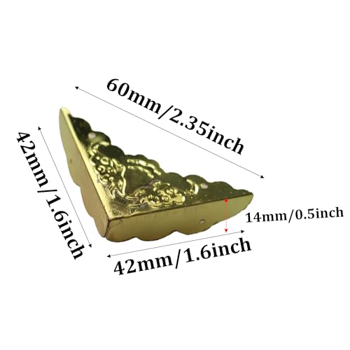 Image of 24Pcs Decorative Metal Box Corner Guard Protectors, 1.6 inch x 1.6 inch Gold Edge Covers for Furniture, Jewelry Boxes, Cabinets