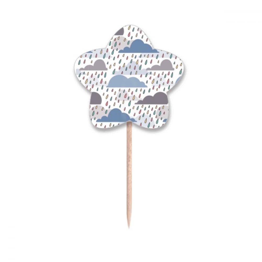 Cure-dents nuage pluie gâteau pique apéritif drapeau étoile bois