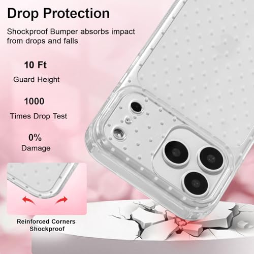 QLTYPRI for iPhone 17 Pro Case, Cute Polka Dot Pattern Aesthetic Phone Case, Raised Camera Protection Durable TPU Slim Shockproof Protective Phone Cover for Girls Women - Clear - Image 4