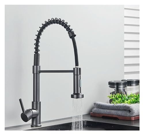 Robinet d'eau chaude cold grue de cuisine noir mat à ressort