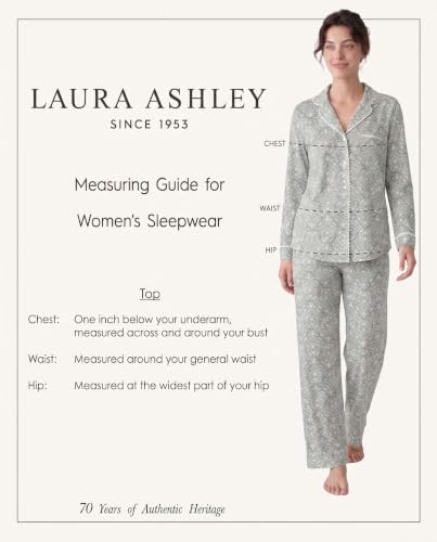 Image of Laura Ashley Women's Plush Knit Pajamas 2 Piece Ultra Soft Brushed Long Sleeve Button Down Top and Pants Sleepwear Set