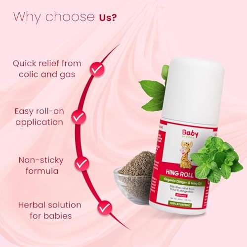 Image of Baby Organo Hing Roll On for Gas, Colic & Indigestion Relief - Tummy Roll On for Babies & Newborns - Fast Acting Natural Ayurvedic Formula - 40ml / 1.35 fl oz