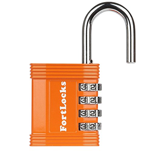 Padlock - 4 Digit Combination Lock for Gym Outdoor & School Locker, Fence, Case & Shed – Heavy Duty Resettable Set Your Own Combo – Waterproof & Weatherproof (2 Pack - Orange)