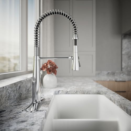 Image of KOHLER 22033-CP Simplice Semi Professional Kitchen Sink Faucet, Pre-Rinse Kitchen & Commercial Faucet, Three Function Sprayhead, Polished Chrome