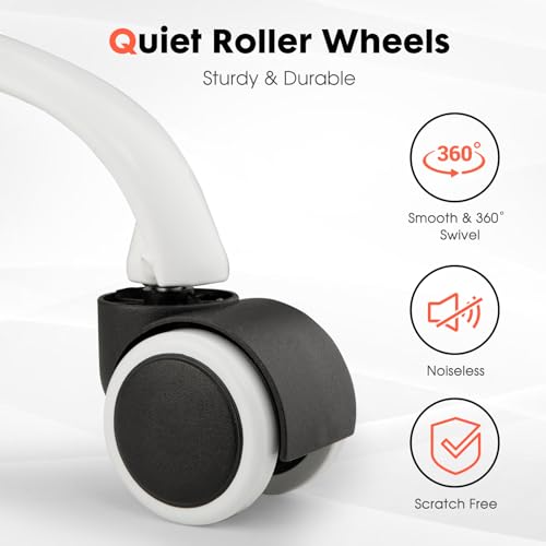 Image of Square Rolling Stool with Backrest Height Adjustable Chair Swivel Drafting Chair Stool Chair with Wheels Stable Base Foot White