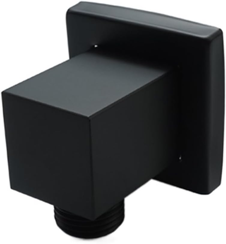 Brass Shower Water Outlet Hose Connector Wall Mount Round Square Chrome Black Bathroom Conceal Shower Plumbing Hose Bracket G1/2(C Square Chrome)