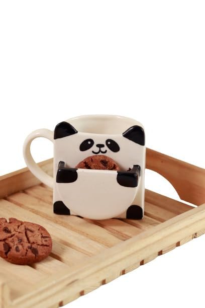 Image of Craftribal Cute Panda Ceramic Mug with Cookie Pocket for Tea, Coffee, Milk, Beverage Lover, Gifting, Girls, Boys, Kids, Friends, Anniversary, Birthday & Loved Ones Capacity (250 ml)