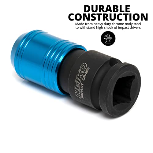 Image of NEIKO 30285A Impact Wrench Adapter, 3 /8 inch Drive Female to 1 /4 inch Hex Converter, Quick Release, Quick Change Chuck, Square to Hex Bit Adapter, Impact Drill Adapter, Cr-Mo Steel Ratchet Wrenches Drivers