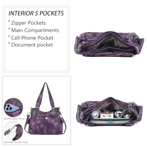 Image of Angel Kiss Handbags for Womens Top-Handle Hobo Purse Roomy Casual Shoulder Bags PU Tote Satchel Purse for Women