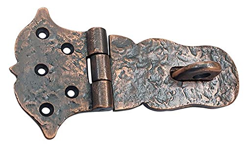 Image of Adonai Hardware inchParan inch Heavy Duty Cast Iron Safety Locking Hasp and Staple (6 inch x 1 Pack, Antique Copper) for Vintage Pirates Treasure Chest, Trunks, Wooden Jewelry Box, Cases, Furniture and Sheds
