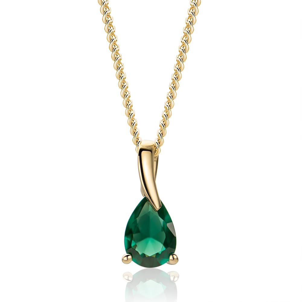MIORE Collares Mujer, Colgante Oro Blanco/Amarillo de 9 ct 375, Gemas Zafiro/Rubí/Esmeralda/Topacio/Amatista/Aguamarina con Cadena Plata Chapada en Oro o Plata de Ley de 45 cm, Hipoalergénicos