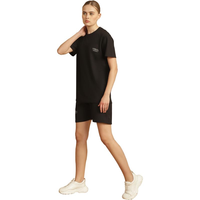 Image of Mack Jonney Solid Polyester Lycra Half sleeves Co-ord Set Trackuit For Women-P