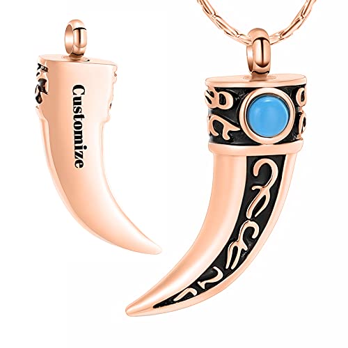 constantlife Retro Wolf Teeth Cremation Necklace for Ashes Stainless Steel Pendant Memorial Urn Jewelry Ashes Holder4