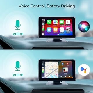 Haudio 7" CarPlay Autoradio écran,pour Carplay et Android Auto sans Fil,Écran Tactile IPS de ecran Voiture,Autoradio Portable avec Mirror Link/Bluetooth/GPS Navigation/Siri/Goo-gle| AUX|FM