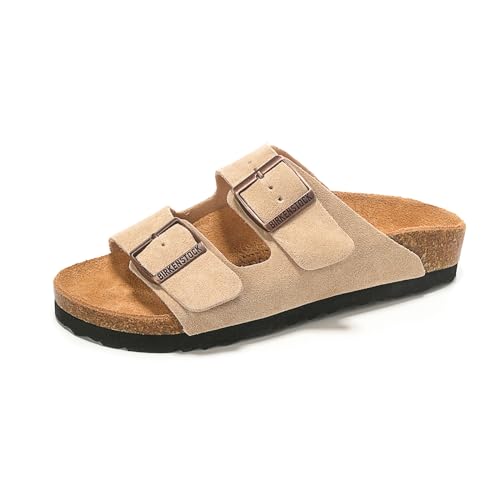 ZhuoDrow Men's cork insole sandals with + comfort, adjustable buckle, arch support slipper