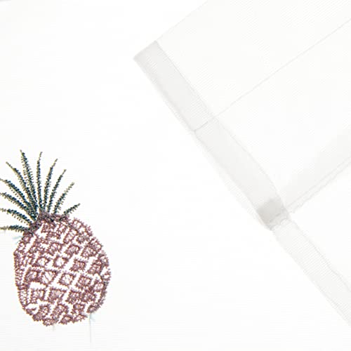 Violet Linen Lyon Tossed Pineapple Tropical Vintage Boutique Lace Pattern, Polyester, Embroidered Sheer Lace, Pineapple Tropical, 60 X 18 , Decorative Window Treatment Curtain Straight Valance #TOP2