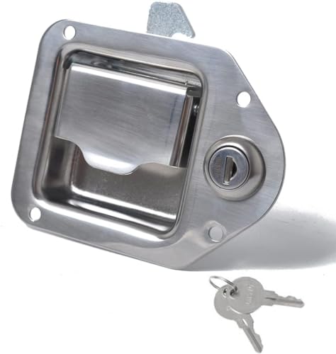 Truck Tool Box Latch Stainless Steel Trailer Toolbox Handle Latch with Lock 4-3/8 x 3-1/4 with 2 Keys for Truck RV Trailer UTV Campers