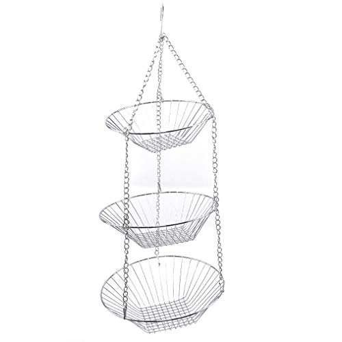 Sevenfly Hanging Three Layer Fruit and Vegetable Basket Multifunctional Household Hollow Storage Basket