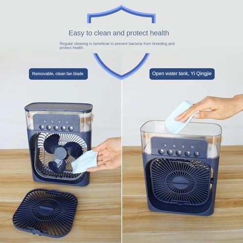 Image of VoiDrop Mini Cooler for Room Cooling Portable Air Conditioner for Home Office | 3-in-1 Air Cooler, Humidifier & Air Purifier | 7 LED Colors, 3 Wind Speeds, 3 Spray Modes, Timer (1 /2 /3H) | Blue