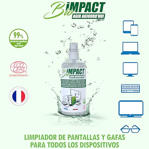 Miniatura 6 de Bioimpact Limpiador De Pantallas De Tv, Gafas, Smartphone, 500 Ml, Limpieza Con Aerosol Para Pc, Televisor, Ordenador Portátil, Certificado Natural Por Ecocert