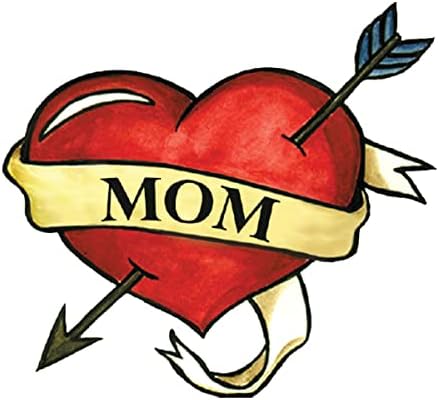 FashionTats Mom Heart Temporary Tattoos | 10-Pack | MOTHERS DAY MAY 14 | Skin Safe | MADE IN THE USA | Removable