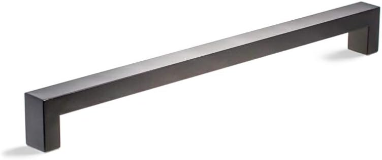 12 Inches 1-Sided Stainless Steel Modern Entry Door Handle Matte Black Powder Coated, Sliding Door Handle External Push Pull for Single Doors Double Doors Glass Metal Wood, Square Rectangle Shaped Bar