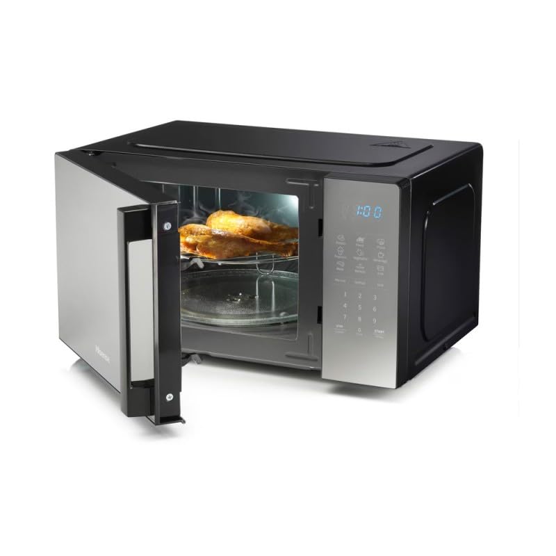Hisense, H20MOMBS4HG kuchenka mikrofalowa 20 litrów, otwór drzwi po lewej stronie, wyświetlacz LED z przyciskami, 9 funkcji, 700 W, grill rurowy, kolor lustra