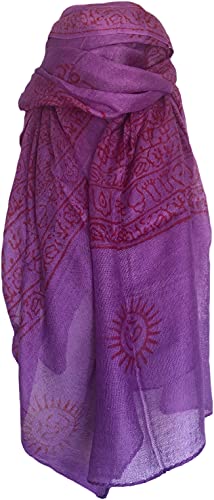 Indian Om Mantra Hand Block Printed Scarf Prayer Shawl (Lavender)
