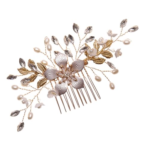 WEKADRIN 結婚式用花モチーフパールヘアコーム 軽量で快適 ブライダル髪飾り レディース向け特別な日のヘアアクセサリー