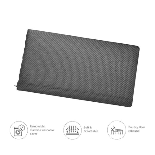 Image of Wakefit Memory Foam Pillow | 1 Year Warranty | Orthopedic Pillows for Neck Pain, Pillow Memory Foam, Memory Pillow for Sleeping (21 x 15 x 2.5 inch, Set of 1 - Dark Grey, Small - Slim)