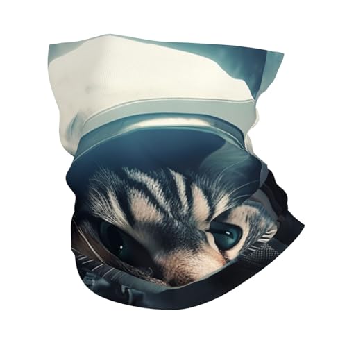 Neck Gaiter Face Mask UV Protector Scarf Breathable Windproof Face Cover Astronaut cat in space Balaclava Summer Cooling Gator Cover Seamless Bandana Head Wrap for Men Women