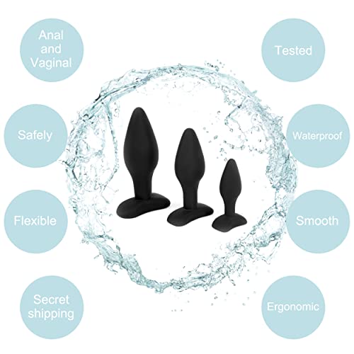 Belmalia Erotisch Volwassen Speelgoed - 3X Anaalplug met Stabiele Voet, Siliconen Dildo Drievoudige Set Ø 30 Ø 40 Ø 45 mm, Butt-Plug Zwart - Afbeelding 4