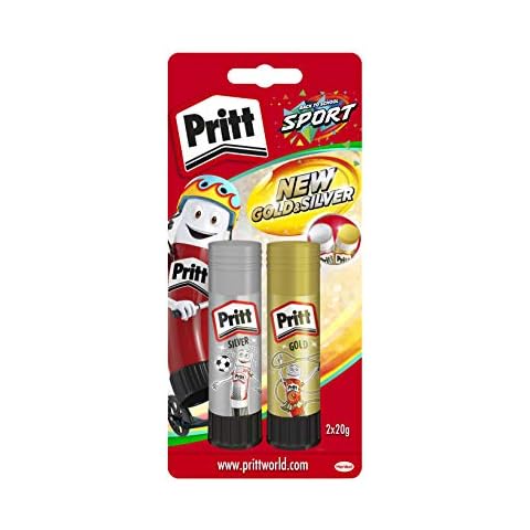 Pritt Glue Sticks, Gold and Silver, Safe and Child-Friendly Glue for Arts and Crafts, Strong Adhesive for School & Office Supplies, 2 x 20 g Pritt Pen Cover